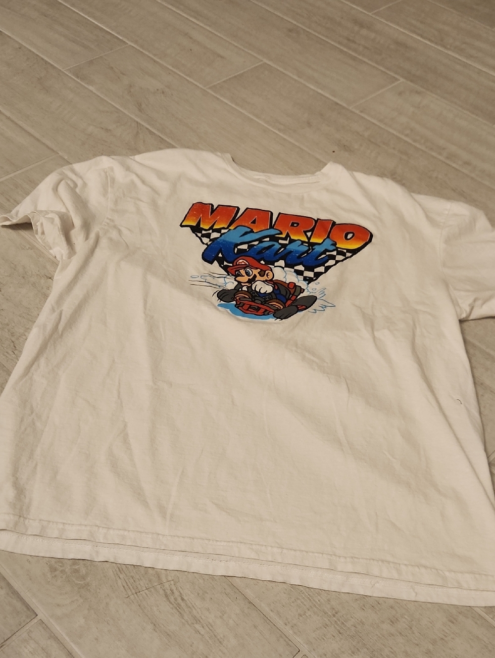 MAD Engine White Mario Kart Graphic Tee with Orange & Blue Accents